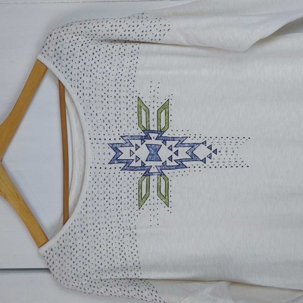 Pendleton  |Womens White Knit Top Aztec Design  Neutral Comfort Sz.M